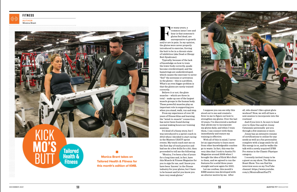 Tailored Health & Fitness featured in Austin Fit Magazine with Fitness icon Monica Brant